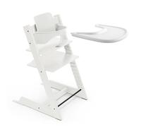 Seggiolone Stokke Tripp Trapp (Bianco) Con Vassoio - Include Sedia, Baby Set 2 per Bambini da 6 a 36 Mesi - Regolabile, Ergonomico e Facile da Pulire