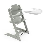 Seggiolone Stokke Tripp Trapp (Glacier Green) Con Vassoio (Bianco) - Include Sedia, Baby Set 2 per Bambini Da 6 a 36 Mesi - Regolabile e Facile Da Pulire