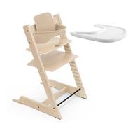 Seggiolone Stokke Tripp Trapp (Natural) Con Vassoio (Bianco) - Include Sedia, Baby Set 2 Per Bambini Da 6 a 36 Mesi - Regolabile, Ergonomico e Facile Da Pulire