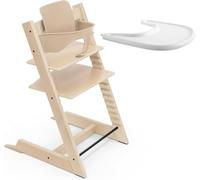 Seggiolone Stokke Tripp Trapp (Natural) Con Vassoio (Bianco) - Include Sedia, Baby Set 2 Per Bambini Da 6 a 36 Mesi - Regolabile, Ergonomico e Facile Da Pulire