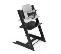 Seggiolone Stokke Tripp Trapp (nero) con cuscino OCS (Nordic Grey) - Include sedia Tripp Trapp, Baby Set 2 per bambini da 6 a 36 mesi e cuscino - Regolabile, ergonomico e facile da pulire