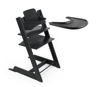 Seggiolone Stokke Tripp Trapp (Nero) con Vassoio - Include Sedia, Baby Set 2 per Bambini da 6 a 36 Mesi - Regolabile, Ergonomico e Facile da Pulire