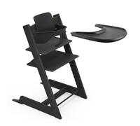 Seggiolone Stokke Tripp Trapp Quercia (Nero) con vassoio Stokke (Nero) - Sedia Tripp Trapp, Baby Set 2 per 6-36 mesi, regolabile, ergonomico e facile da pulire