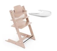 Seggiolone Stokke Tripp Trapp (Serene Pink) con vassoio Stokke (Bianco) - Include sedia Tripp Trapp, Baby Set 2 per bambini da 6 a 36 mesi e vassoio Stokke - Regolabile, ergonomico e facile da pulire