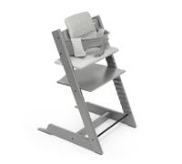 Seggiolone Stokke Tripp Trapp (Storm Grey) con cuscino OCS (Nordic Grey) - Include sedia Tripp Trapp, Baby Set 2 per bambini da 6 a 36 mesi e cuscino - Regolabile, ergonomico e facile da pulire