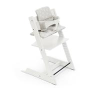 Seggiolone Stokke Tripp Trapp (White) con cuscino OCS (Star Silver) - Include sedia Tripp Trapp, Baby Set 2 per bambini da 6 a 36 mesi e cuscino - Regolabile, ergonomico e facile da pulire