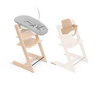 Seggiolone Tripp Trapp di Stokke, Natural (Include Sedia + Baby Set 2) con Newborn Set (Grey) - Design Sicuro, Regolabile, Ergonomico