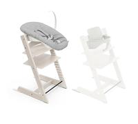 Seggiolone Tripp Trapp di Stokke, Whitewash/White (Include Sedia + Baby Set 2) con Newborn Set - Design Sicuro, Regolabile, Ergonomico