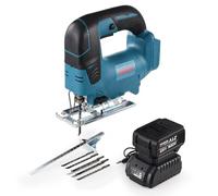 Seghetti elettrici a batteria senza fili con 21 V - 2 batterie 3000 mAh + 5 lame per sega, motore senza spazzole, 3 velocità, per taglio legno e metallo