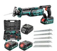 Seghetto alternativo,STANEW sega universale, 5 Lame per Taglio Legno e Metallo,2x Batería de Litio 2000mAh 20V, cambio lama senza attrezzi+guanti professionali +valigia