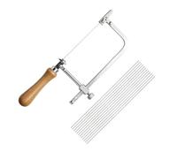 Seghetto da Traforo con 12 Lame, Archetto Regolabile 3-15 cm con Manico in Legno, Seghetto per Legno e Metallo per Modellismo, Gioielli, Fai da Te e Lavorazione