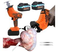Seghetto elettrico per carne, 2 lame da 2,0 Ah, batterie incluse, batteria al litio in acciaio inox, sega per ossa, strumento per tagliare carne e ossa, per uso domestico