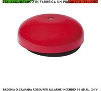 SEGNALATORE INCENDIO CAMPANA ELETTROMECCANICA ROSSA ALLARME ALIMENTAZIONE 24 VCC