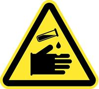 Segnale adesivo avvertimento rischioso Materie corrosive 15 pezzi da 4 cm Adesivo triangolo giallo segnalazione rischio (4 cm, Materie corrosive)