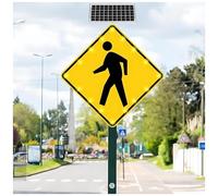 Segnale attraversamento pedonale lampeggiante solare alluminio con LED lampeggiante segnale avvertimento stradale struttura metallo antiruggine pellicola riflettente livello ingegneristico(24IN(61CM))