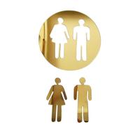 Segnale Bagno Adesivi Murali Rimovibili For Segnaletica D'ingresso WC 3D Divertenti Donna E Uomo Bagno Porta Poster Superficie A Specchio Decalcomania Decorazioni Fai Da Te(Gold Type A)