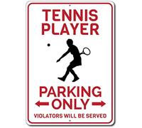 Segnale da tennis per il parcheggio del giocatore di tennis, regalo per il tennista, in latta, 20,3 x 30,5 cm