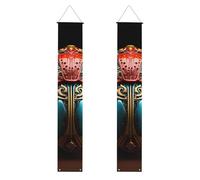 Segnale decorativo colorato per portico, 2 pezzi, in poliestere con scritta "Congrats Grad", per porta anteriore, patio, cerimonia, festa, riutilizzabile, lavabile, con bastoncini