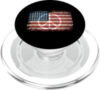 Segnale della pace con bandiera americana in stile invecchiato, regalo patriottico. PopSockets PopGrip per MagSafe