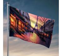 Segnale della stanza universitaria una pittoresca strada a Parigi con la Torre Eiffel sullo sfondo. Bandiera decorazioni per la cucina roba fresca per ragazzi (60 x 90 cm)