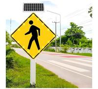 Segnale Di Attraversamento Pedonale A LED Lampeggiante Ad Energia Solare - LED Ambrati Da 24"/30" IP65 Impermeabile For Sicurezza Stradale Scolastica E Urbana(24IN(61CM))