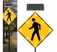 Segnale di attraversamento pedonale a LED solare, segnale di avvertimento riflettente lampeggiante, indicatore di sicurezza stradale in alluminio impermeabile per parco, scuola, comunità