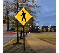 Segnale di attraversamento pedonale lampeggiante a LED solare da 24 pollici Segnale di pericolo per esterni impermeabile Segnale di pericolo per il traffico pedonale