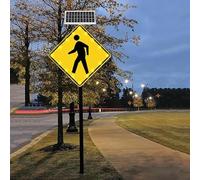 Segnale di attraversamento pedonale lampeggiante a LED solare da 24" Struttura in metallo antiruggine con 16 LED ad alta luminosità Grado di impermeabilità IP65