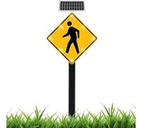 Segnale di attraversamento pedonale solare da 24" Segnale di pericolo stradale lampeggiante a LED in alluminio Segnale di pericolo stradale pedonale