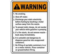 Segnale di avvertimento benzina, scritta "No Smoking Shut Off Motor Rules", segnale di sicurezza per stazione di benzina chimica, in metallo, 20 x 30 cm, per casa o lavoro