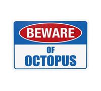 Segnale di avvertimento Beware of Octopus, Pool Rules Security Segnali in metallo per casa, lavoro, esterni, interni, strada, cortile, garage, parete stradale, sicurezza, decorazione personalizzata