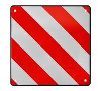 Segnale di Avvertimento Bianco Rosso 2 in 1, 50x50cm Pannello di Avvertimento a Bianche Rosse, Cartello di Avvertimento a Strisce Riflettente Italia Spagna Portogallo per Portapacchi Posteriore Auto