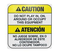 Segnale di avvertimento bilingue con scritta in inglese "Do Not Play In On Around Or Occupy Equipment", segnale di divieto di sicurezza, cartelli in metallo per casa, lavoro, garage, parete stradale