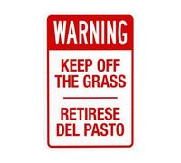 Segnale di avvertimento bilingue con scritta in inglese "Warning Keep Off The Grass - Prohibition Security" in metallo per affari, casa, esterni, interni, strada, cortile, garage, parete stradale