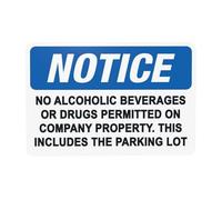 Segnale di avvertimento con avviso "No Alcoholic Beverages or Drugs Permitted Warning Sign", segnale di divieto di sicurezza, per casa, lavoro, esterni, interni, garage, strada, parete, sicurezza