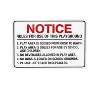 Segnale di avvertimento con le regole per l'uso di questo parco giochi, Aea Is Closed From Dusk To Dawn, cartello di sicurezza in metallo per la sicurezza del parco giochi per la casa e il lavoro da
