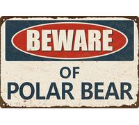 Segnale di avvertimento con scritta "Beware of polar bear", 30,5 x 20,3 cm, cartelli in metallo per fattorie, esterni, patio, bar