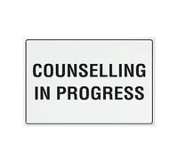 Segnale di avvertimento con scritta "Counselling In Progress" (lingua italiana non garantita), 30,5 x 20,3 cm