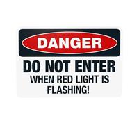 Segnale di avvertimento con scritta in inglese "Do Not Enter When Red Light Is Flashing", cartello in metallo per casa, lavoro, esterni, interni, strada, cortile, garage, strada, parete, sicurezza