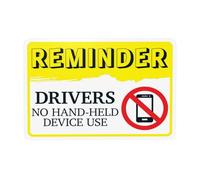 Segnale di avvertimento con scritta in inglese "Reminder Drivers No Hand Held Device Use", per casa, lavoro, esterni, interni, strada, cortile, garage, muro stradale, sicurezza, decorazione