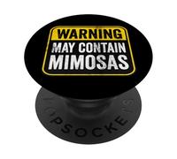Segnale di avvertimento con scritta "May Contain Mimosas", divertente regalo di compleanno PopSockets PopGrip Adesivo
