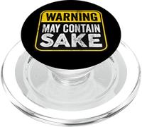 Segnale di avvertimento con scritta "May Contain Sake", divertente regalo di compleanno PopSockets PopGrip per MagSafe