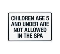 Segnale di avvertimento con scritta "Montana No Children Allowed In Spa", conforme allo stato del Montana Pool Safety Code, segnale di sicurezza, cartello in metallo, uso per affari, strada, casa