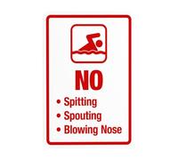 Segnale di avvertimento con scritta "No Sputing Spouting Blowing Nose Warning, Pool Rules Security Metal Signs for Home Business Outdoor Indoor Road Yard Garage Street Wall Safety Caution Custom Decor
