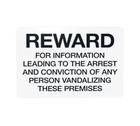 Segnale di avvertimento con scritta "Reward For Information Leading To The Arrest And Conviction Of Any Person", segnale di divieto di sicurezza, cartello in metallo per casa, lavoro, sicurezza da