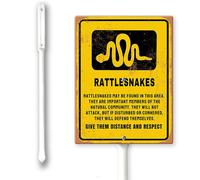 Segnale di avvertimento con serpente a sonagli con paletto, 20,3 x 30,5 cm, in alluminio, facile da installare