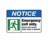 Segnale di avvertimento di emergenza con scritta "Emergency Exit Only Alarm Will Sound When Door Is Opened", cartello in metallo per casa, lavoro, esterno, interno, garage, parete stradale, attenzione