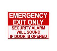 Segnale di avvertimento Emergency Exit Only Security Alarm Will Sound Warning Sign, Exit Security Segnali in metallo per casa, lavoro, esterni, interni, strada, cortile, garage, parete stradale