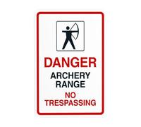 Segnale di avvertimento grafico con scritta "Danger Archery Range No Trespassing With Graphic Warning Guide Security Metal Signs for Outdoor Indoor Road Yard Garage Home Business Street Wall Safety
