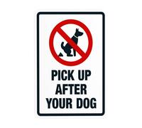 Segnale di avvertimento grafico con scritta "Pick Up After Your Dog With Dog Pooping", cartello di sicurezza in metallo per affari, casa, esterni, interni, strada, parete, attenzione, decorazione